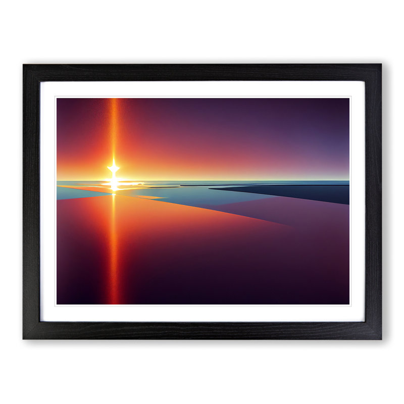 XH1022-6190X Modern Sunset Vol.6 Abstract 1 Piece Single Picture Frame Wall Art, 46cm H x 64cm W x 2cm D, Black