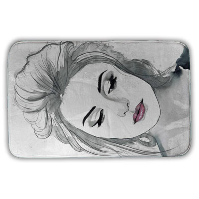 Watercolor delicate woman Bath Mat with Non-Slip Backing - Quick Dry Memory Foam Bathroom Rug - Absorbent - Modern Plush Spa-Style - Machine Washable