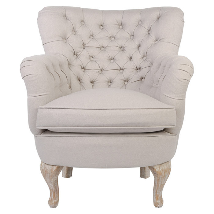 Chaise avec accoudoirs touffetée Mabel