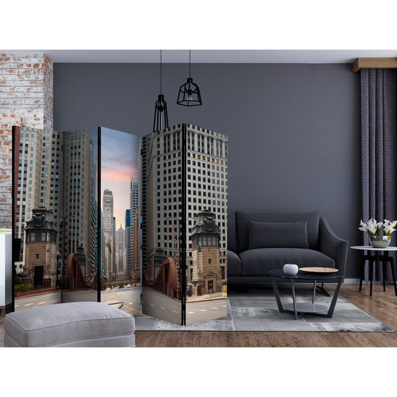 Ausable 225cm W x 172cm H 5 - Panel Solid Wood Folding Room Divider