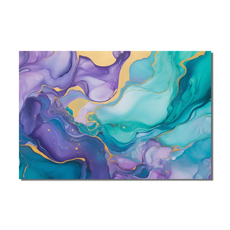 Impression sur toile turquoise et mauve liquide II - Fractals