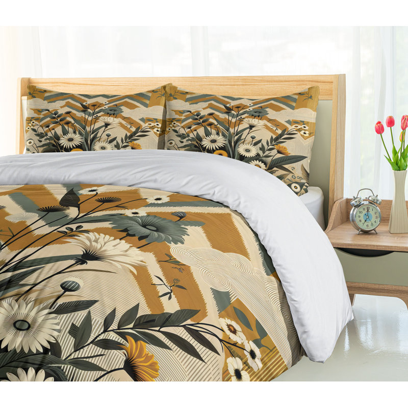 Floral Eucalyptus Duvet Cover, King Duvet Cover + 2 Standard Shams