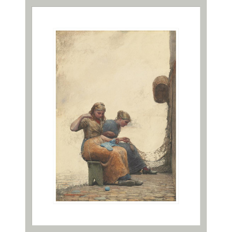 «Mending the Nets» par Winslow Homer, impression giclée sur cadre, 21,75 po H x 17 po L