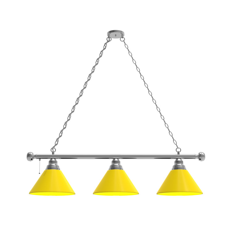 3 - Light Pool Table Lights Pendant, Chrome, Yellow