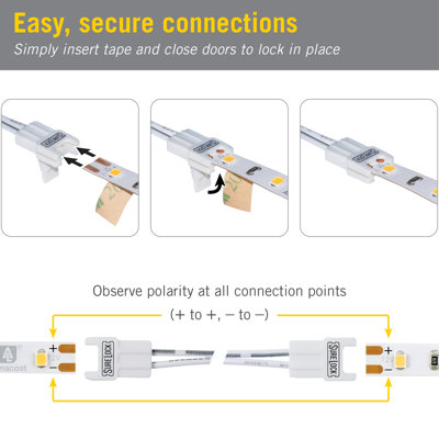 Connecteur de fil de lumière à DEL 2 broches SureLock, paquet de 5