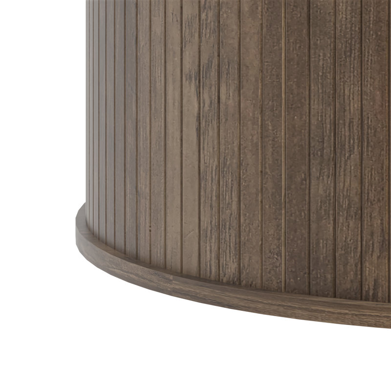 Aurel Modern Fluted Round Living Room Coffee Table, Brown