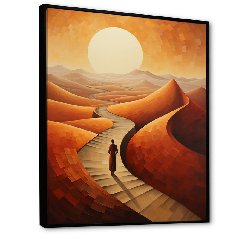 Pleine lune sur les dunes éternelles sur toile, H 32 po x l 16 po x P 1 po, Cadre flottant noir