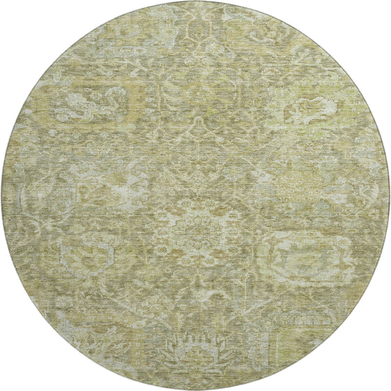 Premium Machine Washable Wayne AMF1101 Damask Rug, Round 8'
