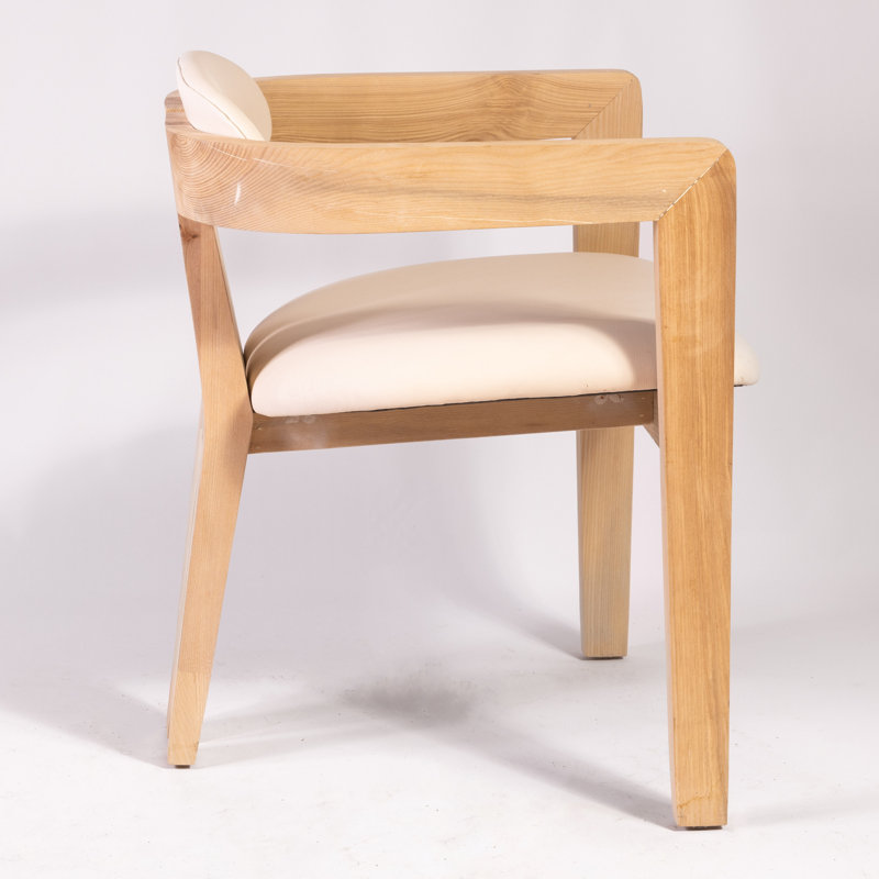Serena Upholstered Arm Chair, White, Oak 