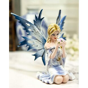 Ebros Winter Fairy with Frost Flake Wings Holding Spring Flowers Figurine Faery Garden Faerie Fantasy Frozen Wonderland Sculpture 4.5 H Trinx