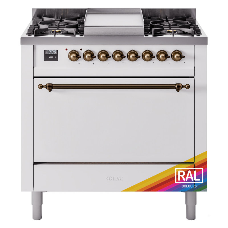 ILVE Nostalgie II 36 in Dual Fuel Range, Natural Gas, RAL/Bronze
