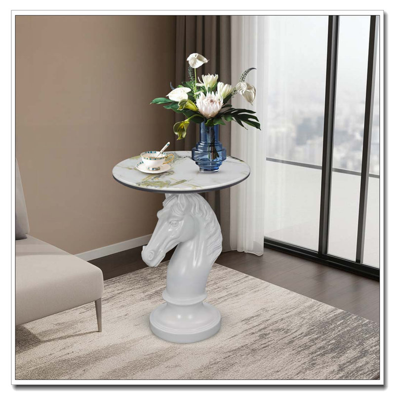 Accent Table Animal Statue End Tables, White