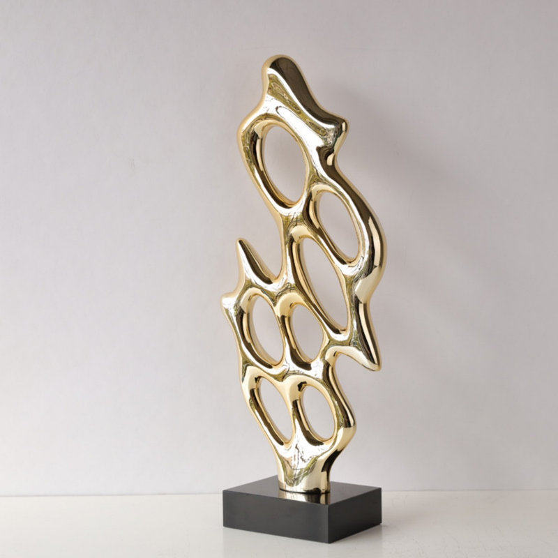 Gold+Black Free Form Resin+Marble Decorative Object, Gold