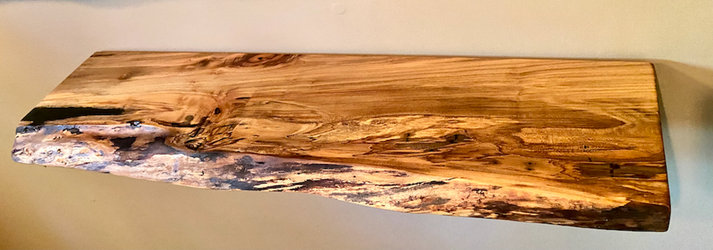 Custom Narrow Live Edge Spalted Maple Rustic Wood Floating Shelves|Ambrosia Maple Narrow Wood Wall Shelves