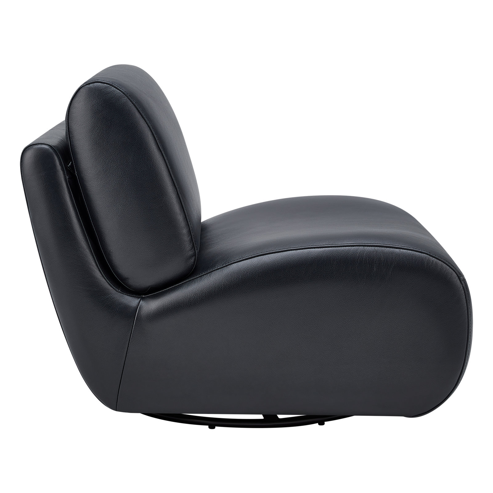 Nita 33'' Swivel Upholstered Accent Chair, Gray Genuine Leather