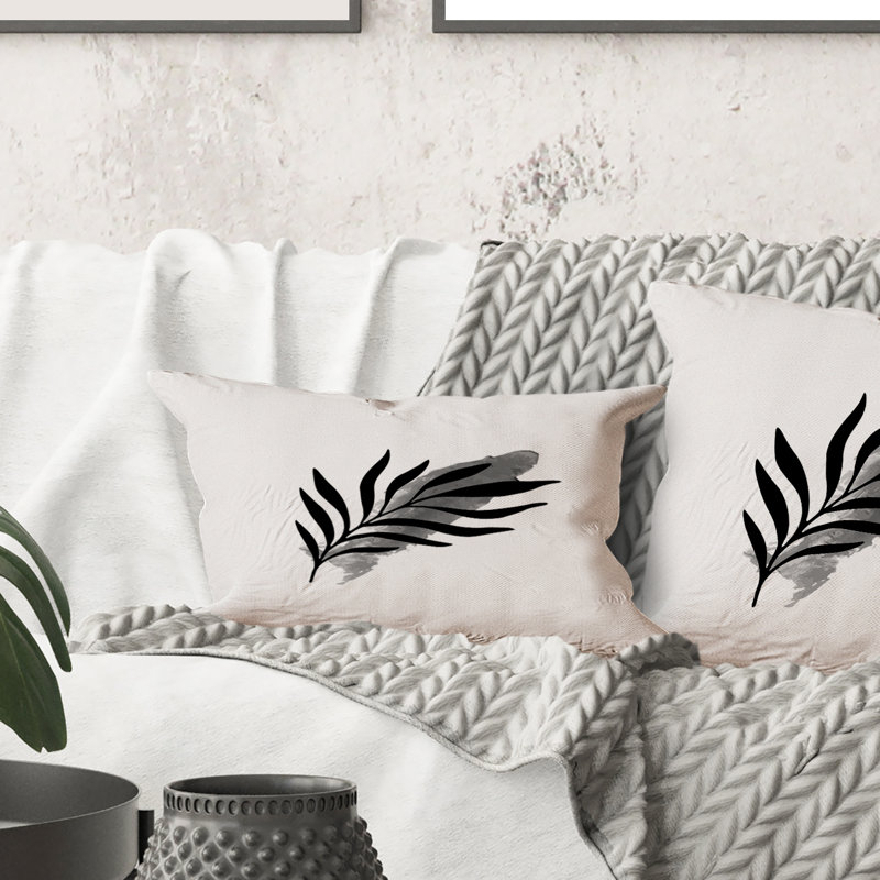 Rectangle, feuille tropicale abstraite I - coussin décoratif imprimé moderne