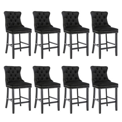 Modern Velvet Upholstered Bar Stools