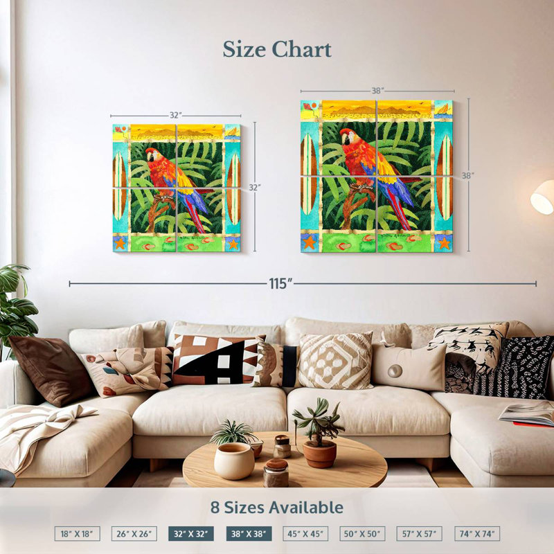 Brampt Surf Parrot, 38" H x 38" W