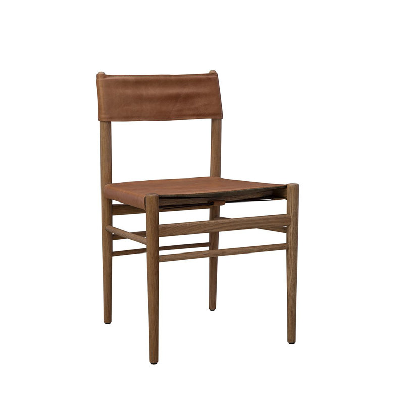  Chaise en bois et cuir Prescott, Brun