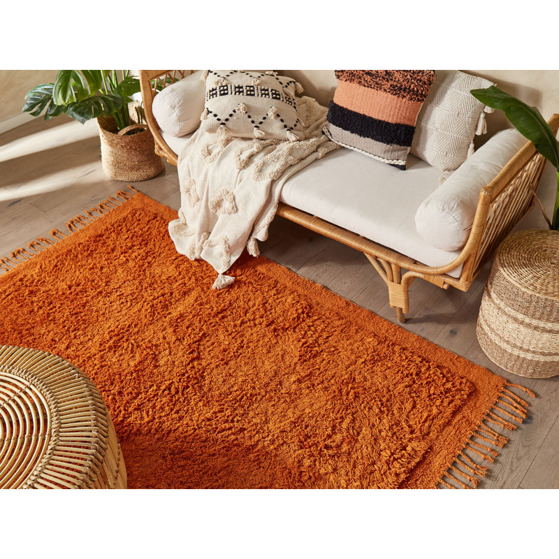Chestle Solid Colour Cotton Area Rug, Rectangle 140 x 200cm