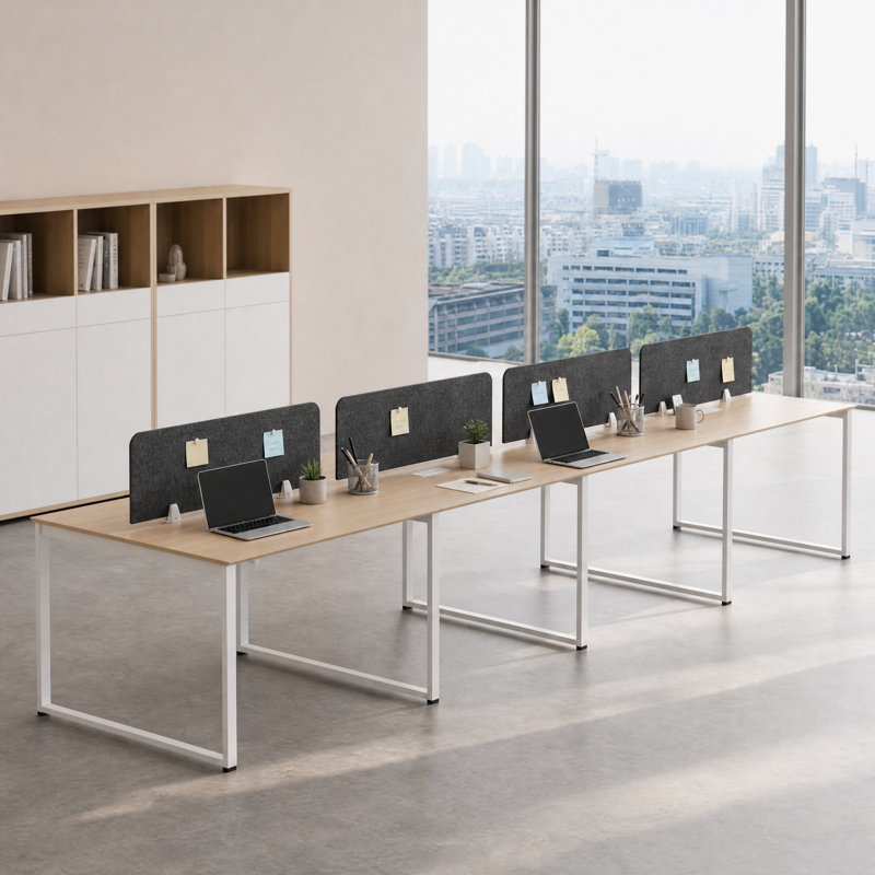 Okeysen 8 Person Modular Benching Workstation with Outlets, 29.5" H x 188.8" W x 47.2" D