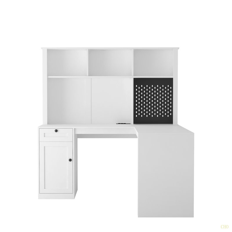 L Shaped Desk With Outlet, Computer Desk With Drawers, Bookshelf, Modern Corner Desk, Home Office Desk,L-Shaped Study Table Writing Desk,Corner Gaming Computer Desk With Storage