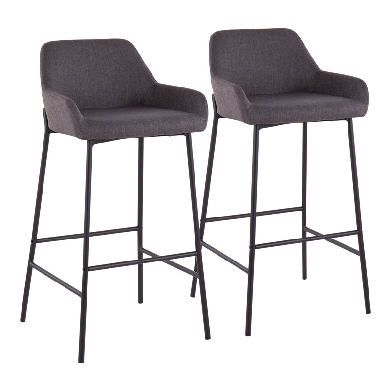 Tabouret de bar à hauteur fixe en métal et tissu - ensemble de 2, Noir