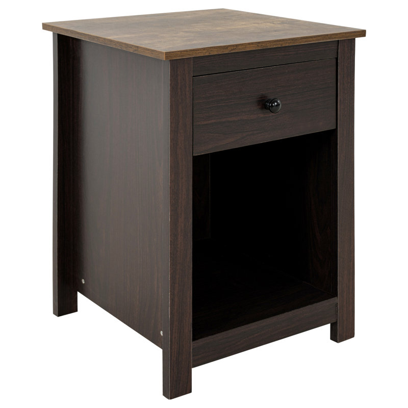 Table de bout à 2 niveaux avec tiroir et armoire de rangement Inus, table d'appoint avec tiroir coulissant pour chambre à coucher