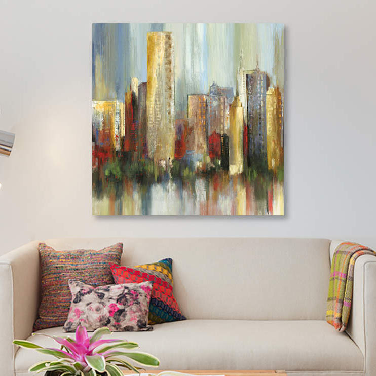 « metropolis i, square », impression sur toile, H 18 po x l 18 po x P 1,5 po, Pas de tapis, Toile tendue
