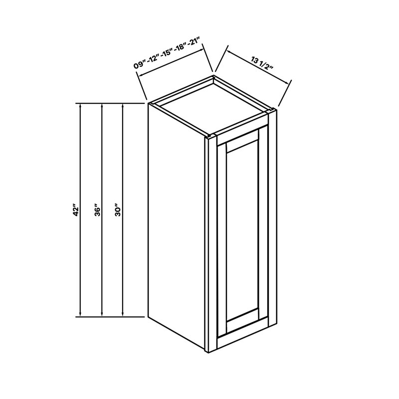 Armoire murale de cuisine standard l 12 po x H 30 po x P 13,5 po prête à assembler Casainc, W12"x H30"
