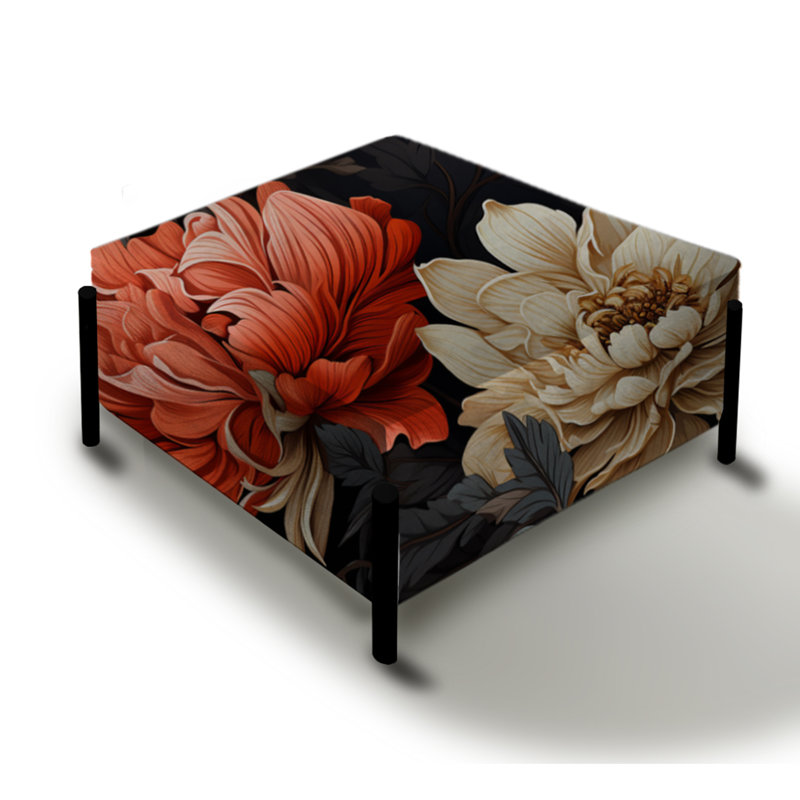 Pivoines rouges - Floral Elegance - Grand repose-pieds carré floral