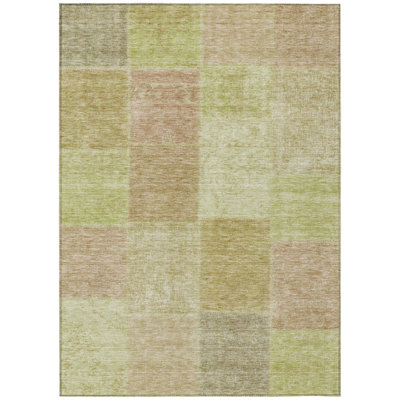 HomeRoots 8' X 10' Green Copper And Mint Green Patchwork Washable Indoor Outdoor Area Rug