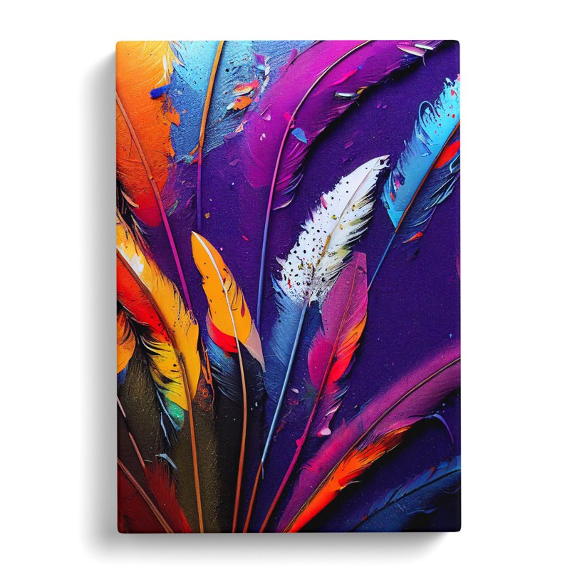 Feathers Painted No.3 - Wrapped Canvas, 50cm H x 35cm W x 3cm D