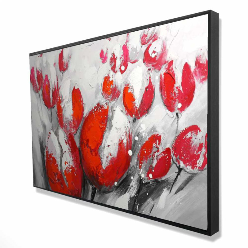 Red Tulips - Toile encadrée contemporaine pour la décoration intérieure