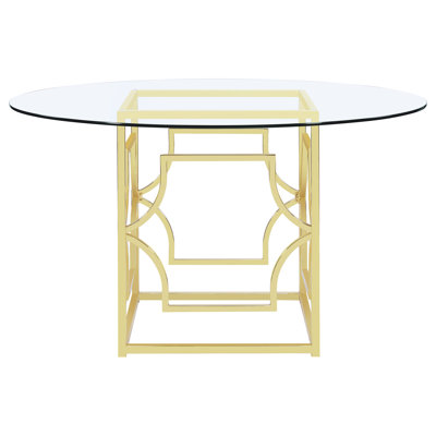 Round Glass Top Metal Base Dining Table