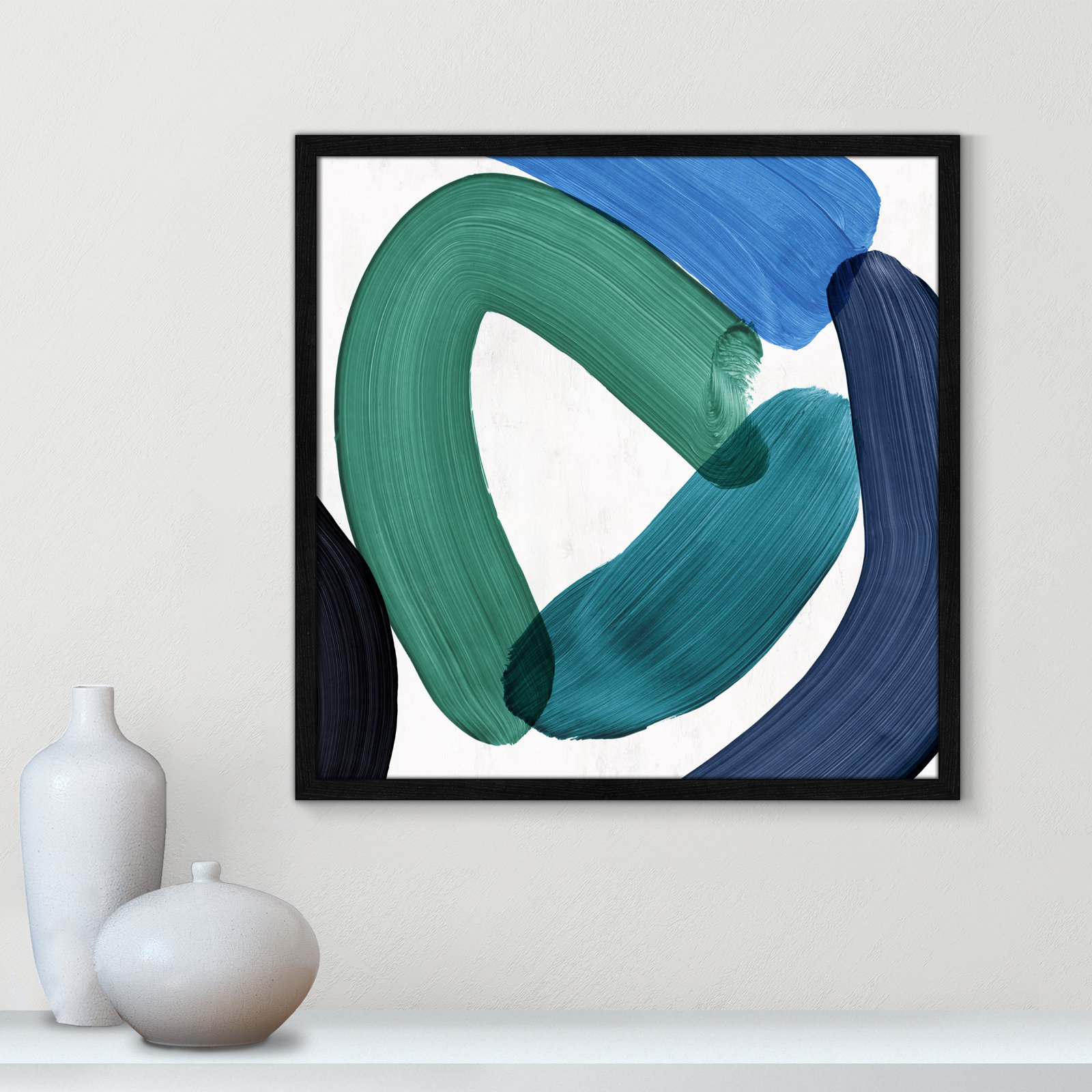 Smooth Bend I Painting, 23.5" H x 23.5" W x 0.75" D, Black Framed
