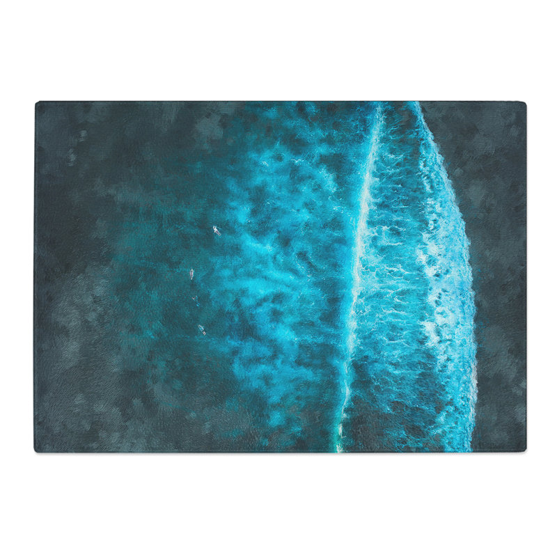 Tempered Glass Ocean Surf Chopping Board, 28.5 cm x 39 cm