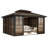 14 ft. W x 12 ft. D Outdoor Sunroom Gazebo – All-Season Aluminum Solarium with Ventilated PC Double Roof, Sliding Doors, and Adjustable Screen Windows for Patio, Deck & Hot Tub-130832992