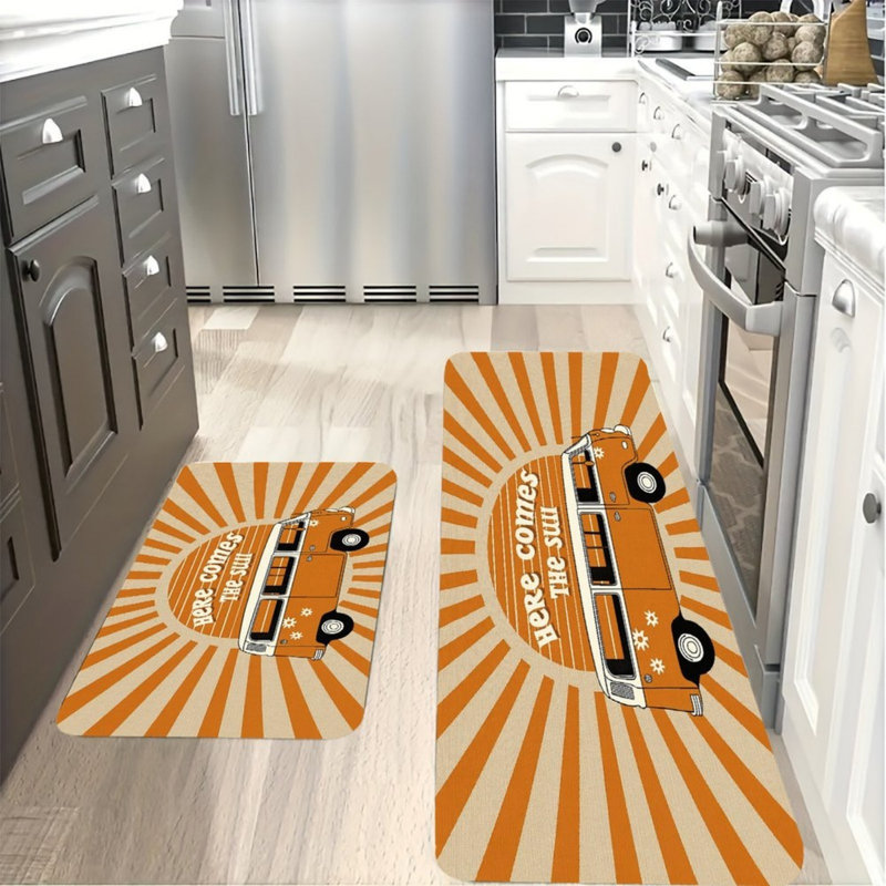 Ensemble de 2 tapis de cuisine rétro Van Bohemian Home Decor