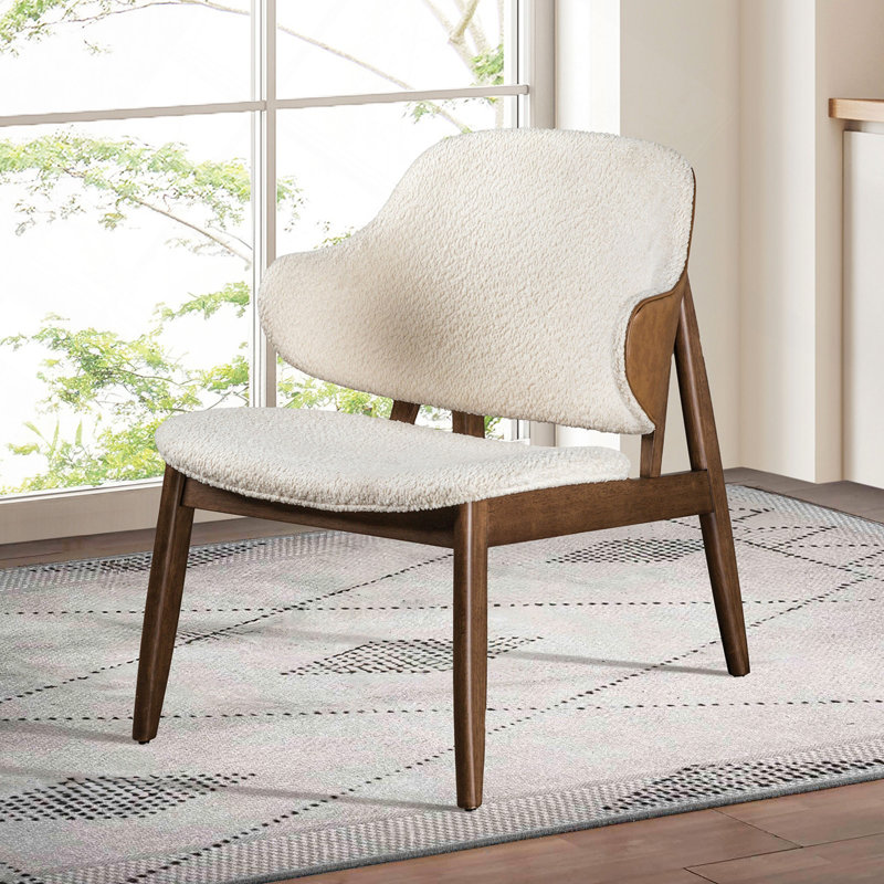 Fauteuil à oreilles moderne avec table d'appoint et structure en bois massif à quatre pieds