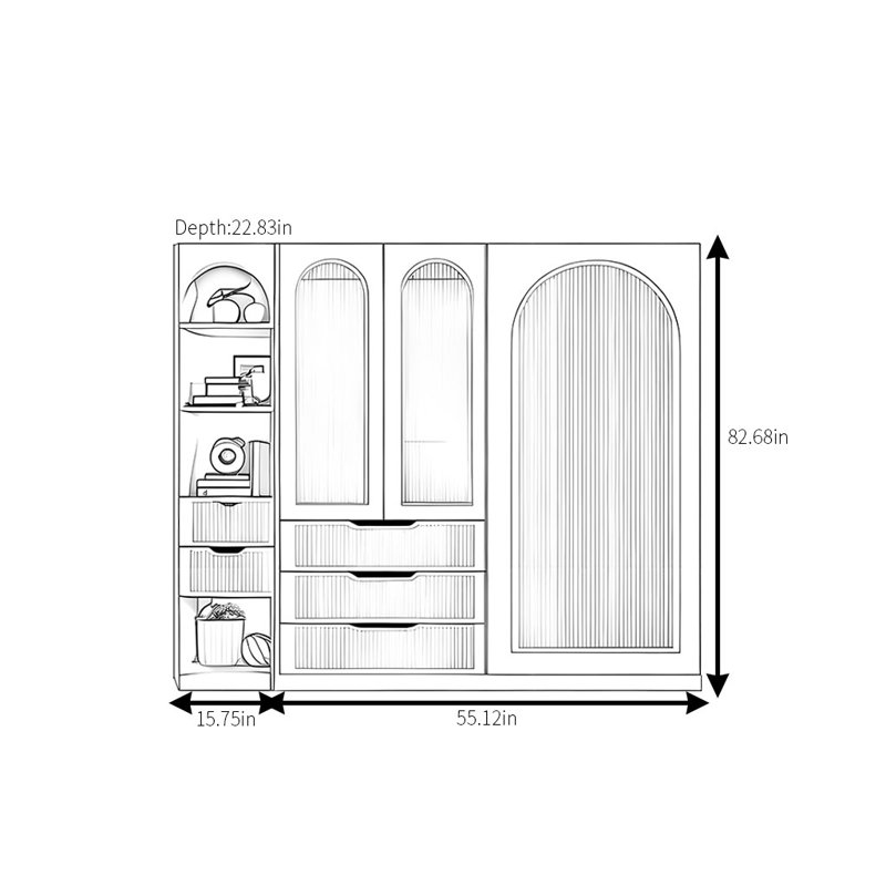 Armoire moderne, simple et luxueuse, H 82,68 po x l 70,87 po x P 22,83 po