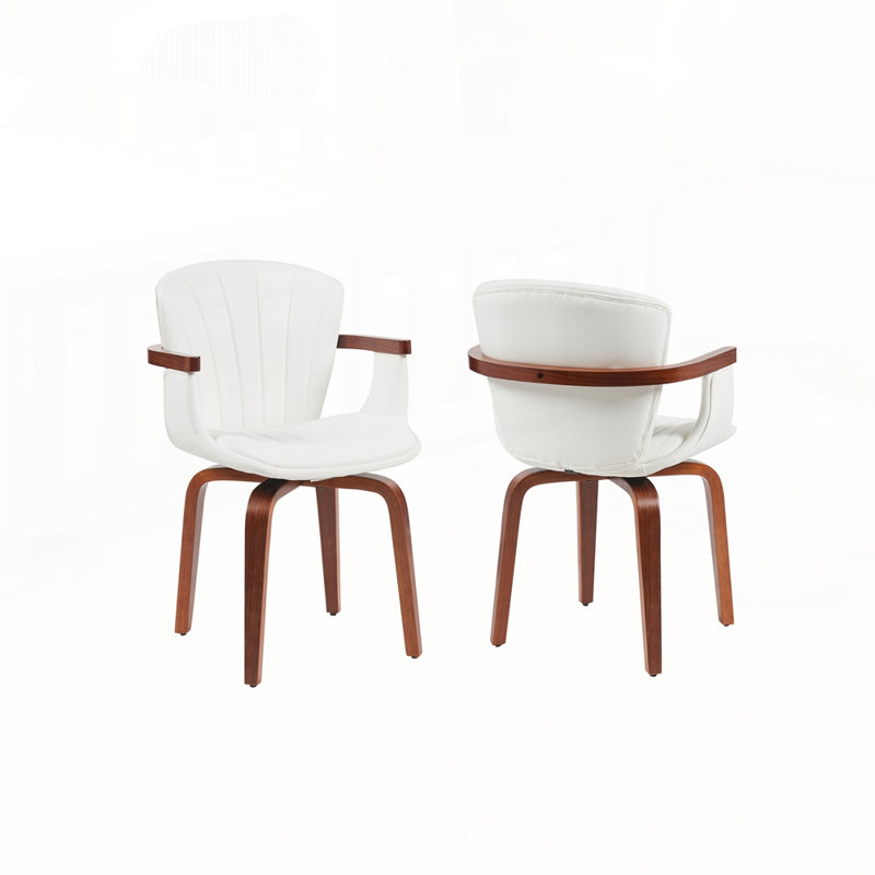 Ensemble de 2 chaises de salle à manger pivotantes Mid-Century Modern, Blanc
