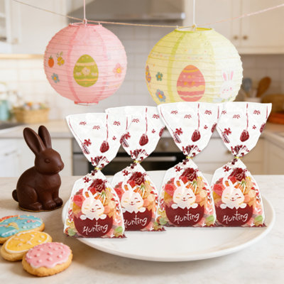 Easter Party Transparent Candy Bag Rabbits Egg Decoration OPP Plastic Bag Candy Snack Packaging Bag