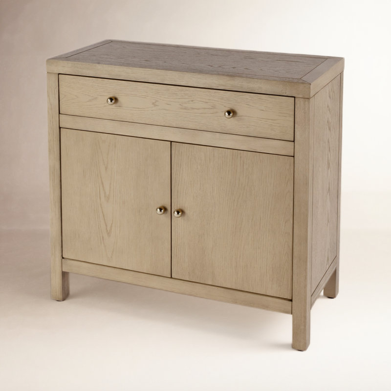Celine 2-Door Solid Wood Accent Cabinet, Light Oak