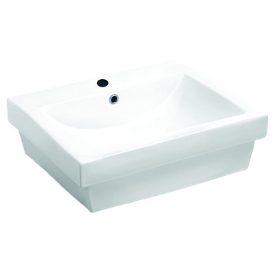 ANZZI Neptune 17.9'' Polished White Vitreous China Rectangular Bathroom Sink with Overflow