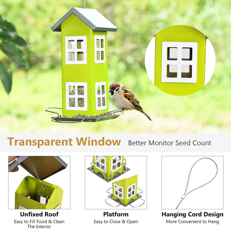 Abdihakim Metal Hanging Feeding Station, Green