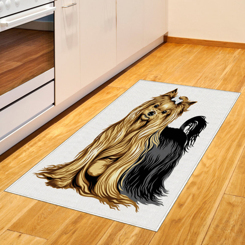 Tapis décoratif en fibre de polyester à haute densité Yorkie, Rectangle 2 pi 7 po x 5 pi