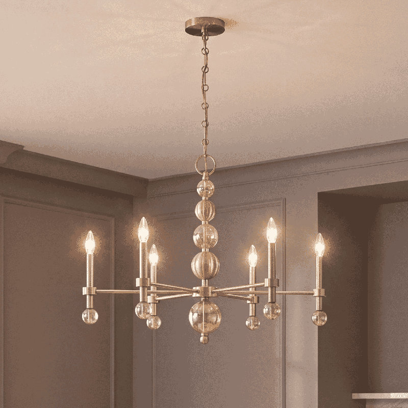 Lustre 6 lumières Crescent en laiton noble