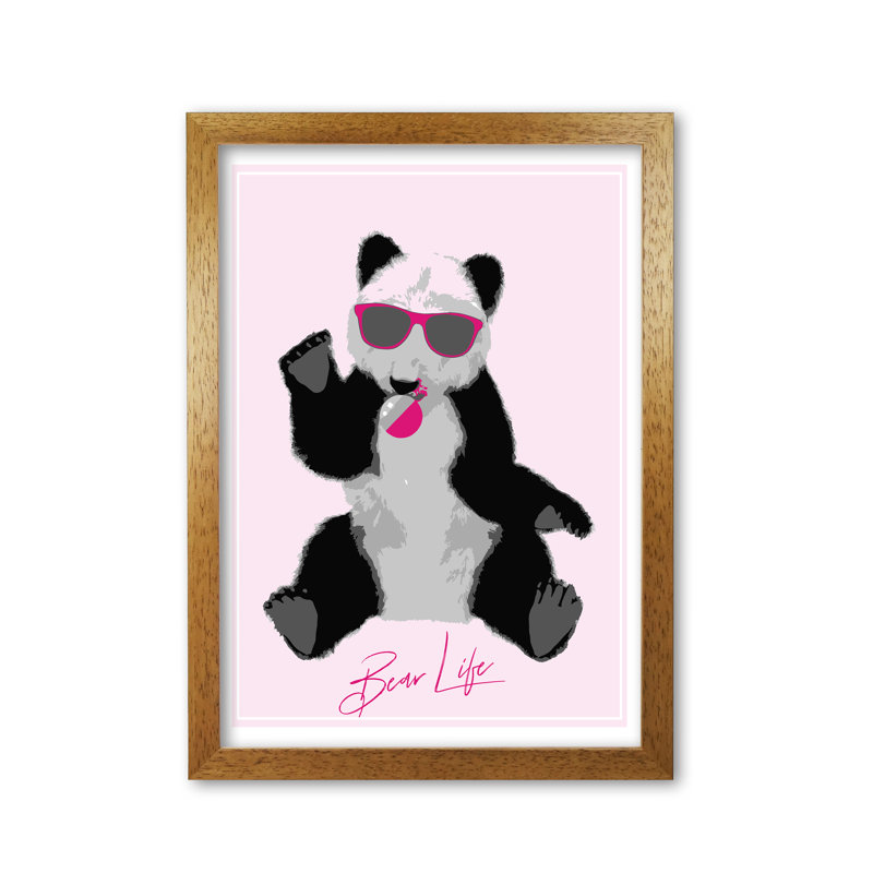 Bear Life - Painting, 60 cm H x 42 cm W x 5 cm D, Honey Oak Frame
