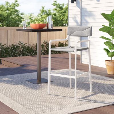 Tabouret de bar d'extérieur empilable en aluminium avec siège rembourré Raleigh